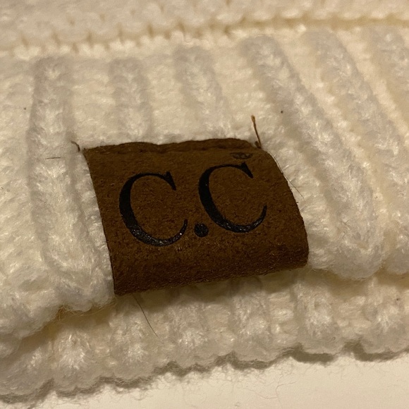 C.C Beanie Cable Knit Winter Hat Ivory White Slouchy Cap | One Size Fits All - Picture 4 of 4